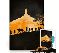 Silhouette du Voyage de la Communauté vers la Tour Puzzle de 1000 pièces pour Adolescents Stimule la mémoire Jeu apaisant Bords Nets Cadeau de Noël 50x75cm