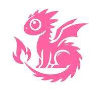 silhouette d'un bébé dragon aux yeux brillants Peintures murales et stickers muraux en vinyle 54.6x56.3cm Installation facile Rose