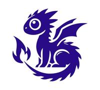 silhouette d'un bébé dragon aux yeux brillants Stickers lettrage 54.6x56.3cm Ne se décolle pas Bleu foncé