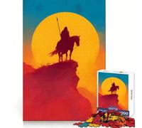Silhouette d'un Cavalier au Coucher du Soleil Puzzle de 1000 pièces pour Adolescents Jeu cognitif Détente Lente Bordure Premium Cadeau de Noël 38x26cm