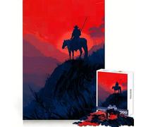Silhouette d'un Cavalier au Coucher du Soleil Puzzle de 1000 pièces pour Adolescents Stimule la mémoire Jeu apaisant Bords Nets pour Les vœux du Père Noël 38x52cm