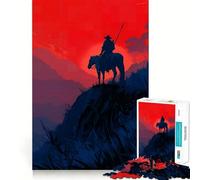 Silhouette d'un Cavalier au Coucher du Soleil Puzzle de 1000 pièces pour Adultes Jeu de logique et d'assemblage Découpe précise Cadeau mémorable 38x26cm