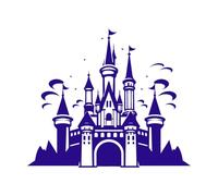 silhouette d'un château de conte de fées parfait Stickers lettrage 41x48.1cm Plusieurs tailles disponibles Bleu foncé