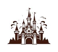 silhouette d'un château de conte de fées parfait Stickers lettrage 49.2x57.7cm Stickers pour vitres Café