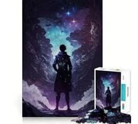 Silhouette d'un Dieu Cosmique Puzzle de 1000 pièces pour Adolescents Jeu de logique Léger et Relaxant Découpe précise Cadeau Classique 50x75cm