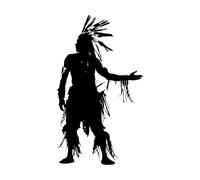 silhouette d'un homme amérindien seul corps entier Peintures murales et stickers muraux en vinyle 34x59.3cm Auto-adhésif Noir