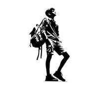 Silhouette d'un jeune homme Stickers lettrage 34x62.3cm Installation facile Noir