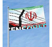 Silhouette D'Un Mur En Béton Avec Du Fil Barbelé Et L'Inscription - Censuré Drapeaux Avec Œillets Garden Flag Décoratif Drapeau Pour Fête Porche Pelouse Maison 90X150Cm