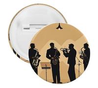 Silhouette d'un quatuor de jazz - Épingles rondes en métal - Broche légère pour sac à dos - Épingles à boutons tendance pour chemises, vestes, châles, manteaux - Unisexe, 5PCS, Fer blanc, épingles
