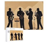 Silhouette d'un quatuor de jazz - Puzzle en bois pour adultes - Puzzle de qualité supérieure pour la fête des mères - Puzzle de qualité supérieure avec design artistique unique - Cadeau d'anniversaire