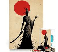 Silhouette d'un samouraï avec Une épée Puzzle de 1000 pièces pour Adolescents Jeu de réflexion apaisant et Amusant 38x52cm