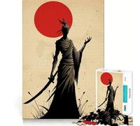 Silhouette d'un samouraï avec Une épée Puzzle de 1000 pièces pour Adultes Jeu de logique et de précision Idéal pour Jouer à l'intérieur Cadeau précieux 50x75cm