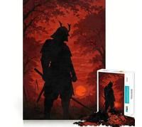 Silhouette d'un samouraï dans la forêt Rouge Puzzle de 1000 pièces pour Adultes Jeu de logique raffiné Loisirs Doux Finitions soignées Joli Cadeau 38x52cm