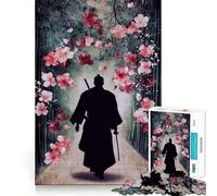 Silhouette d'un samouraï dans Une forêt de bambous Puzzle de 1000 pièces pour Adultes Jeu de réflexion Décoration Murale apaisante et relaxante 38x52cm