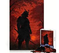 Silhouette d'un samouraï dans Une forêt Rouge Puzzle de 1000 pièces pour Adultes Stimule la mémoire, réduit Le Stress, Bords Lisses, 38x26cm