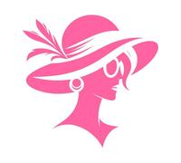 Silhouette d'une femme portant un chapeau à larges bords, des lunettes de soleil rondes et des boucles d'oreilles Peintures murales et stickers muraux en vinyle 54.6x55.8cm Stickers pour vitres Rose