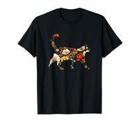 Silhouette élégante Fleur Fleur Chat Floral T-Shirt