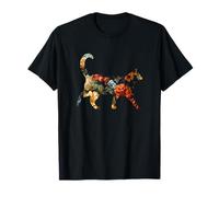 Silhouette élégante Fleur Fleur Chat Floral T-Shirt