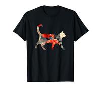 Silhouette élégante Fleur Fleur Chat Floral T-Shirt