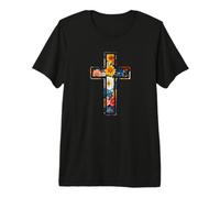 Silhouette élégante Fleurs Foi Croix chrétienne Florale T-Shirt Haut de Gamme