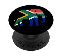 Silhouette éléphant Drapeau Afrique du Sud PopSockets PopGrip Adhésif