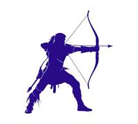 silhouette elfe ou elfes race mythique du jeu archer tenant un arc uniquement Peintures murales et stickers muraux en vinyle 65.6x77cm Auto-adhésif Bleu foncé