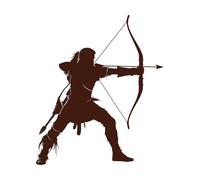 silhouette elfe ou elfes race mythique du jeu archer tenant un arc uniquement Peintures murales et stickers muraux en vinyle 49.2x57.7cm Amovible sans laisser de colle Café