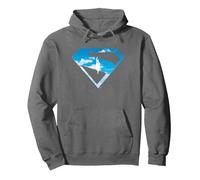 Silhouette emblématique de Superman dans Le Ciel Sweat à Capuche, Unisexe pour Adultes, Asphalte, XL