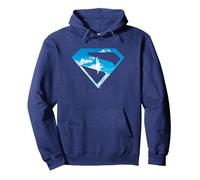 Silhouette emblématique de Superman dans Le Ciel Sweat à Capuche, Unisexe pour Adultes, Bleu Marine, XXL
