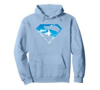 Silhouette emblématique de Superman dans Le Ciel Sweat à Capuche, Unisexe pour Adultes, Bleu poudré, M