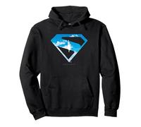 Silhouette emblématique de Superman dans Le Ciel Sweat à Capuche, Unisexe pour Adultes, Noir, L