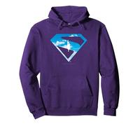 Silhouette emblématique de Superman dans Le Ciel Sweat à Capuche, Unisexe pour Adultes, Violet, XL