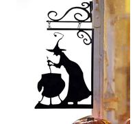 Silhouette en Métal De Sorcière d'halloween,Silhouette en Métal De La Méchante Sorcière d'halloween - Décor en Métal d'art De Mur Suspendu Extérieur pour L'accessoire De Manoir Hanté d'halloween