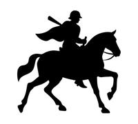 silhouette équestre chevalier médiéval sur cheval au galop art Stickers muraux en vinyle 42x42.2cm Ne se décolle pas Noir