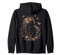 Silhouette Florale Art Print Profil Feminin Botanique Sweat à Capuche