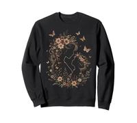 Silhouette Florale Art Print Profil Feminin Botanique Sweatshirt