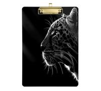Silhouette léopard noir porte-bloc organiseur en plastique pour entraîneurs de volleyball et baseball, taille 9 x 12,5 cm Tabla para escribir con Clip