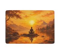 Silhouette Meditation Tapis Imprimé 150 X 100 Cm, Doux Imprimé Pour Chambre | Tapis imprimé à poils courts avec entretien facile à la main, près du lit ou du canapé