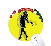 silhouette mince belle femme tapis de souris en caoutchouc de sapin de noël