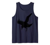 Silhouette Minimaliste de Corbeau ou de Corbeau en vol Débardeur