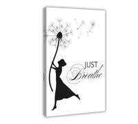 Silhouette minimaliste de fille de pissenlit avec citation inspirante - Poster sur toile - Décoration murale pour salon, chambre à coucher - 40 x 60 cm