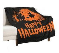 Silhouette Noire De Chauves-Souris Sorcières Et De Citrouille Couverture Canape Moelleuse Couverture Flanelle Multi-Usages Plaids pour Voiture Toutes Les Saisons Lit 125x150cm