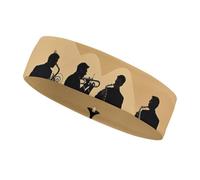 Silhouette of A Jazz Quartet - Bandeau de sport pour homme et femme - S'adapte à toutes les tailles de tête - Ultra absorbant et antidérapant - Pour la course à pied, le yoga, la gym