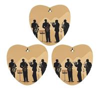 Silhouette of A Jazz Quartet Performing Car - Lot de 3 désodorisants à suspendre en forme d'amour - Cartes parfumées durables pour voiture, maison, bureau - Style noir