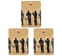 Silhouette of A Jazz Quartet Performing Lot de 3 désodorisants carrés à suspendre pour voiture, maison, bureau, style noir