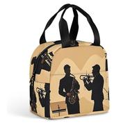 Silhouette of A Jazz Quartet - Sac à déjeuner performant pour homme et femme, sacs fourre-tout isothermes portables avec poignée, étanches et réutilisables pour le travail, le pique-nique, les voyages