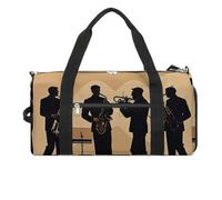 Silhouette of A Jazz Quartet Sac de sport pour homme et femme, imperméable, grand sac de sport pour voyage, entraînement
