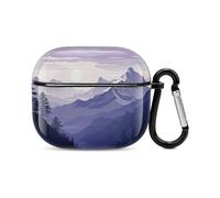Silhouette of Mountains Coque pour écouteurs Bluetooth - Protection intégrale contre les chocs - Coque rigide - Prend en charge le chargement sans fil avec porte-clés - Cadeau personnalisé pour