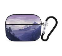 Silhouette of Mountains - Organiseur pour écouteurs Airpods Pro - Résistant aux chocs - Avec mousqueton - Anti-chute - Pour Airpods Pro 2ème génération - Noir