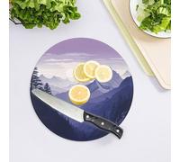 Silhouette of Mountains Planche à découper en verre trempé pour cuisine - Grande planche à découper et de service résistante à la chaleur - 20,3 x 20,3 cm